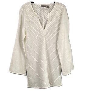 CHICO'S White Linen V-Neck Tunic - Size 0 (S)